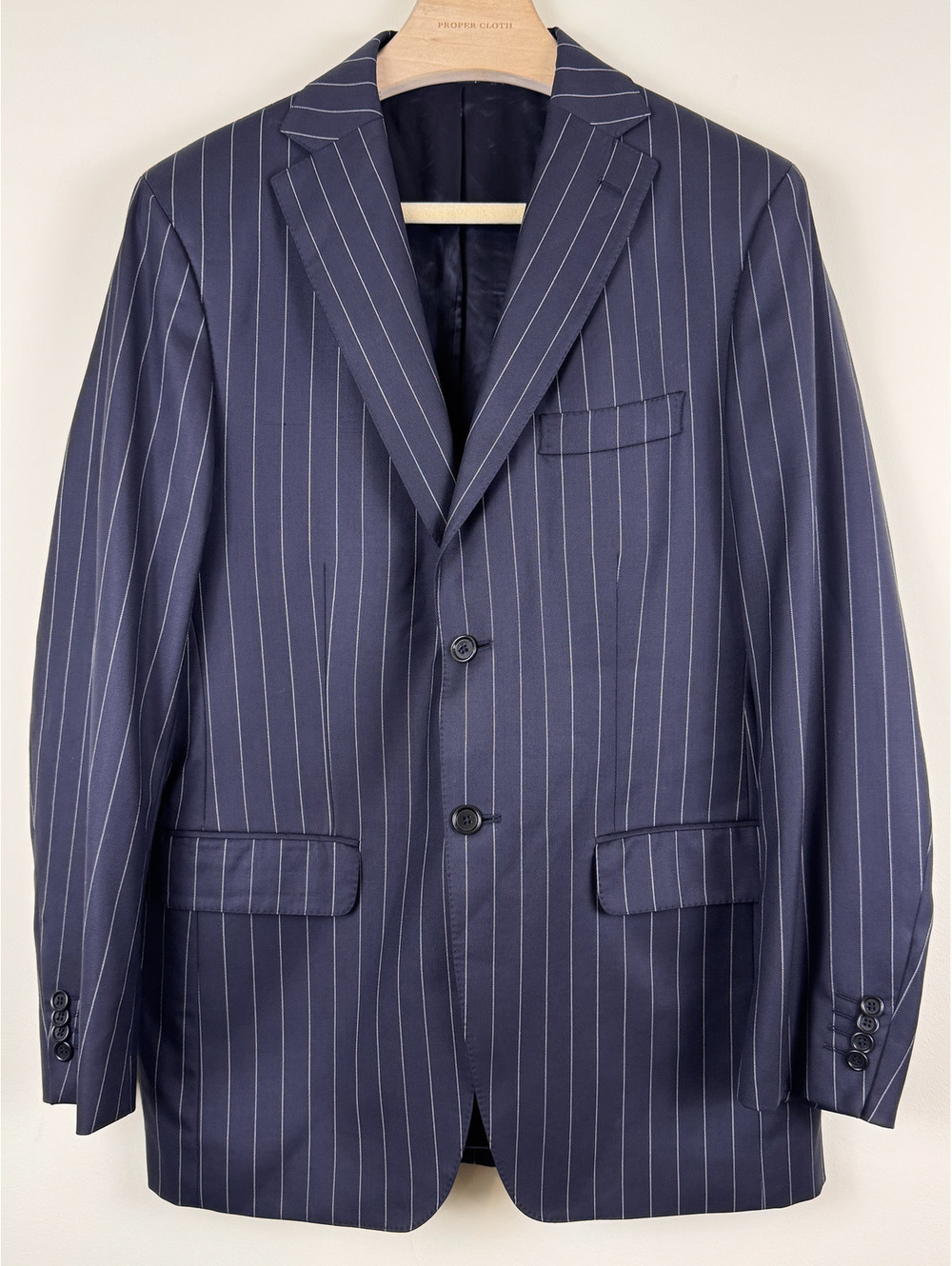 Massimo Dutti Men’s Super 130’s Wool Navy Pinstripe Blazer Sport Coat 40R